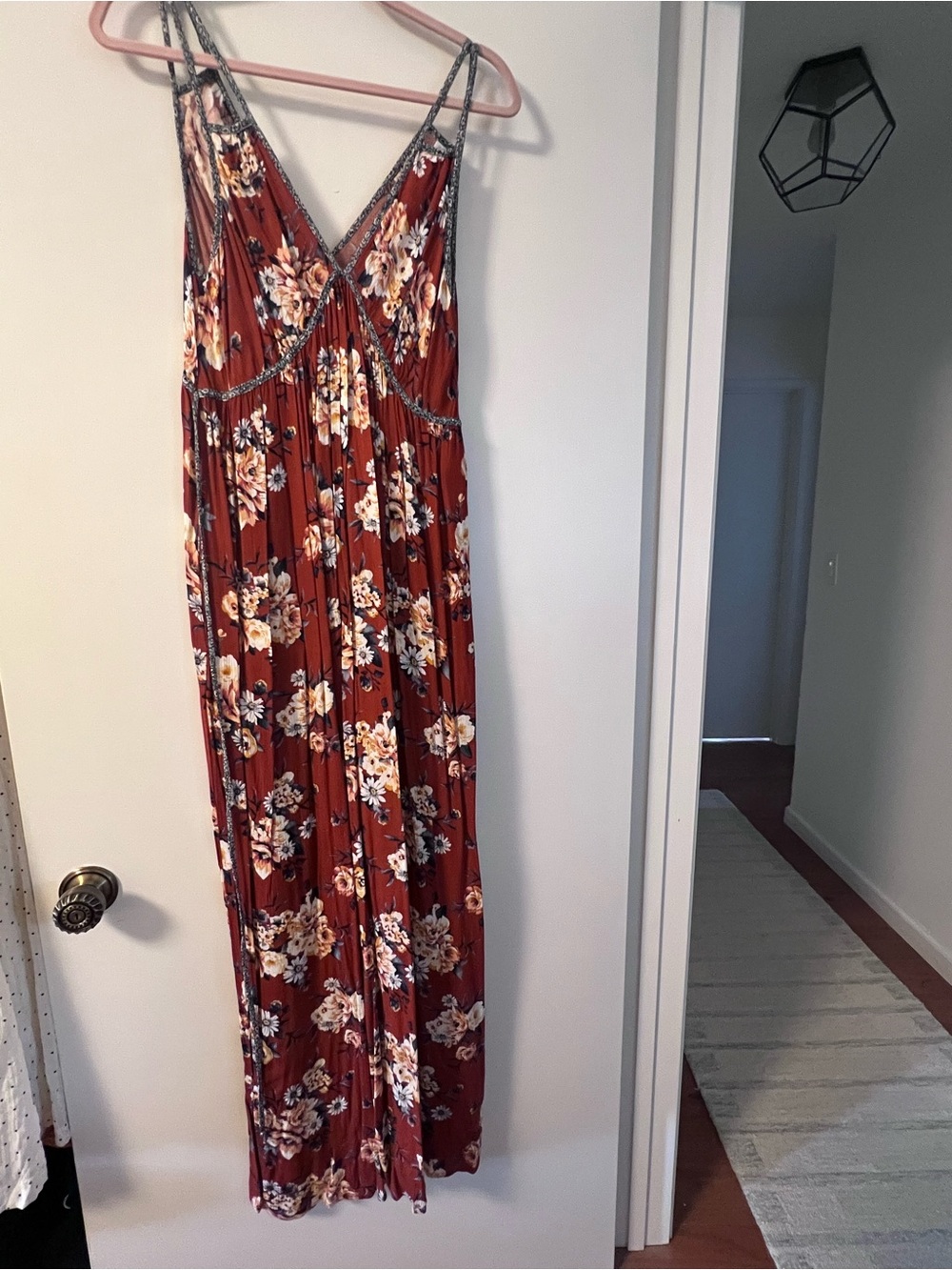 Xhilaration Rust Floral Maxi Dress